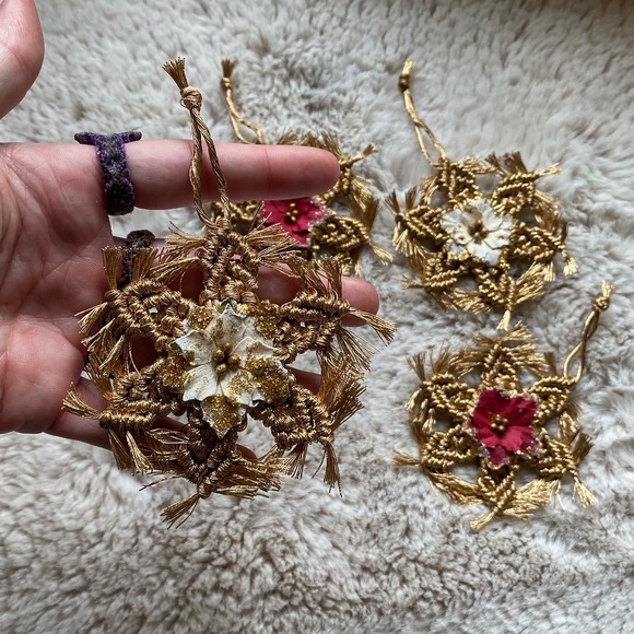 Handmade Macrame Crochet Snowflake Ornaments - Picture 4 of 4